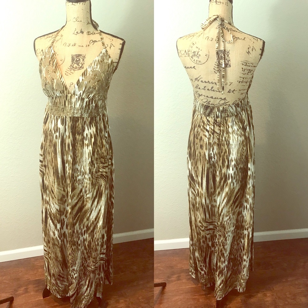 Brown Halter Maxi Dress - worn once